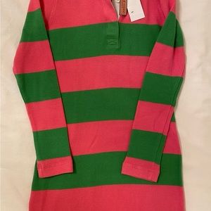 Vineyard Vines Girls Size Small (7/8) Striped Pink and Green Rugby Shirt Dress